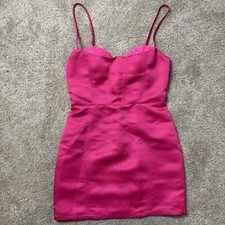 Nasty Gal Hot Pink Satin Mini Dress, Spaghetti Straps, Sequin Cup Detail, Sz 4