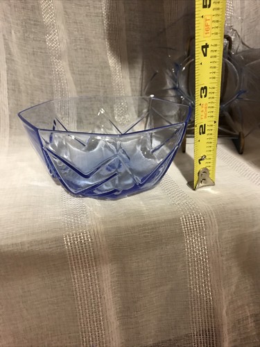 VTG Clear Blue Glass Bowl & 3 Saucers Octagon Replacement Collectable Unique - Bild 8 von 19
