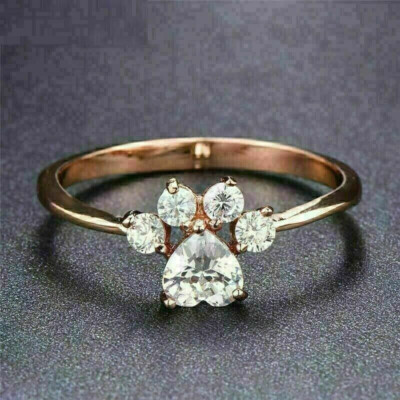 Heart Cut Simulated Diamond Dog Paw Engagement Ring