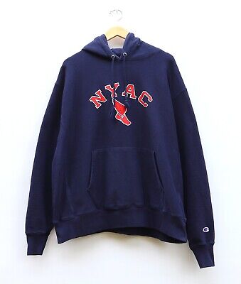 Vintage Champion Men's XL Reverse Weave NYAC Hoodie Sweatshirt in Navy Blue | eBay