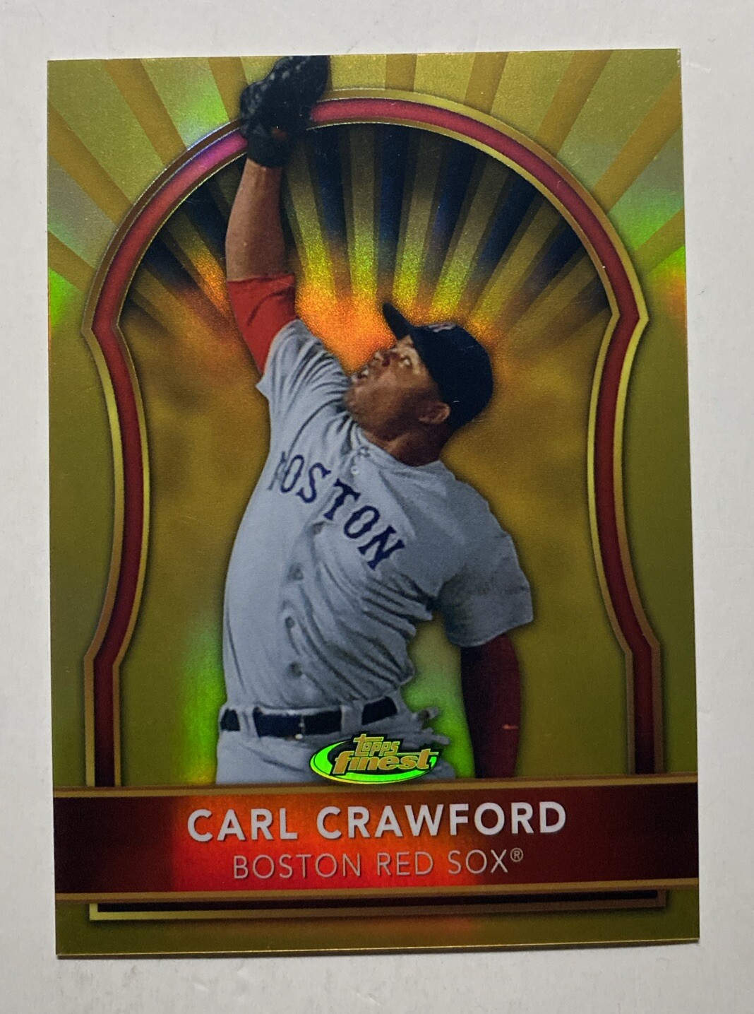 2011 Finest Gold Refractors Boston Red Sox Baseball Card #56 Carl Crawford /50