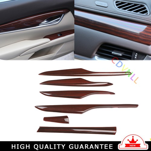 Car Interior Decoration Full Set Trim 4* For Cadillac XTS 2013-17 Red Wood Grain - Bild 1 von 7