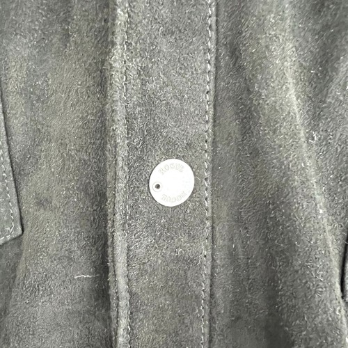 ROGUE Men Black Genuine Suede Leather Snap Closure Long Sleeve Moto Jacket Sz XL - Picture 8 of 20