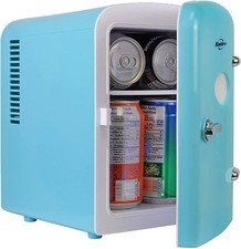 Mini Fridge Beverages Skincare Home Car Portable Thermoelectric Cooler Aqua Blue