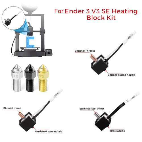 Heating Block Kit For Creality Ender 3 V3 SE Extruder 3D Printer Parts Replace - Picture 1 of 14