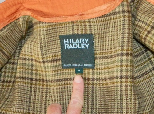 ABRIGO CHAQUETA DE LLUVIA NARANJA MISSES HILARY RADLEY HYDROFUGE A CUADROS REVESTIMIENTO CON CREMALLERA TALLA 6 - Imagen 4 de 8