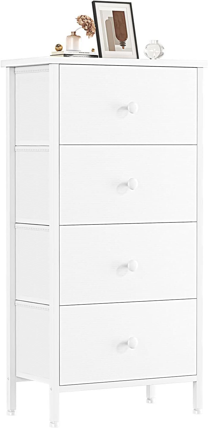White Dresser Chest of Drawers for Closet Bedroom Storage 4 Drawer Modern-image