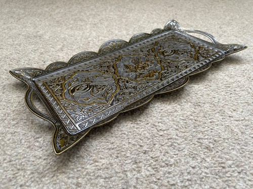 Vintage-Inspired Zamak Rectangle Tray - Antiqued Gold, Coffee, Drinks, Table Set - Picture 9 of 15