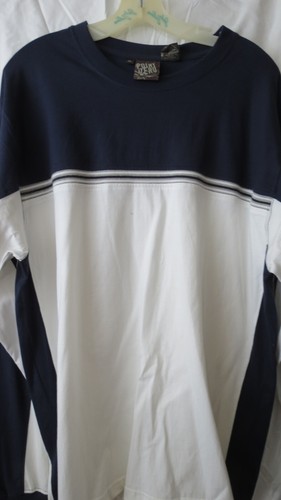 Vintage Point Zero Sweatshirt XL BLUE WHITE Pullover Crew Neck Grunge Skater 90s