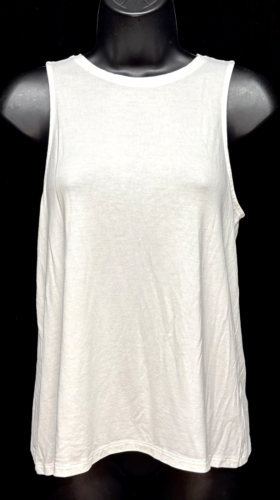 A New Day Women's Size XS Slim Fit High Neck Tank Top Solid Ivory Stretchy NWT