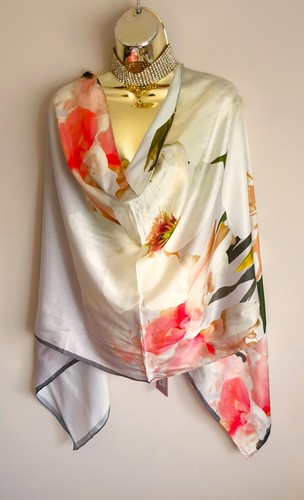 Bnwt Ted Baker "Caniaa" Chatsworth Bloom Long Silk Scarf *Dress Bag Shoes Listed - Picture 11 of 11