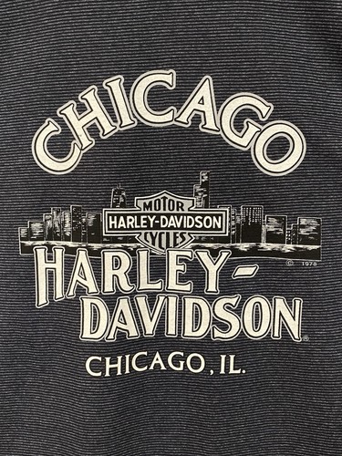 Vintage 1978 Harley Davidson Chicago Illinois Shirt Men's Size XL Gray Striped - Picture 8 of 18