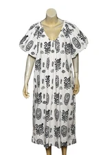Rhode Resort Augustina Midi Dress S Women's Casual Printed Puff Sleeve NEW 40425