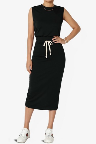 TheMogan S~3X Baby Terry Semi Crop Tank Top & Pencil Calf Midi Skirt 2 PC SET - Picture 33 of 218