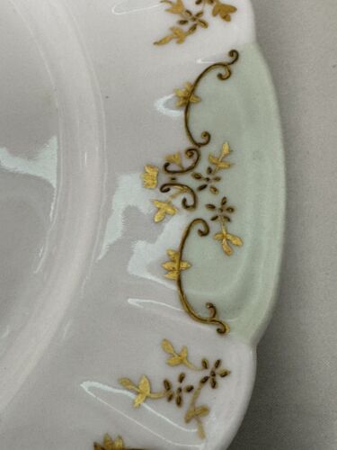 (12) Haviland 9.625" Green & Raised Gold Handpainted(?) DINNER PLATE - Blank 10 - Picture 11 of 16