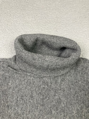 Garnet Hill Sweater MED Gray Wool Cashmere Oversized Turtleneck Kangaroo Pocket - Picture 2 of 12