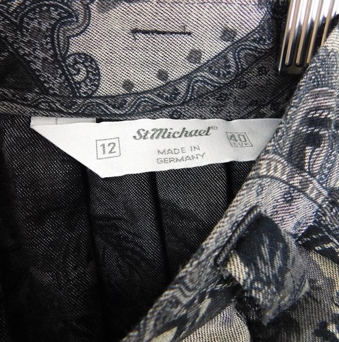 Vintage M&S Black & White Pleated Skirt Size 8/10 Knee-Length Paisley Floral 80' - Picture 6 of 6
