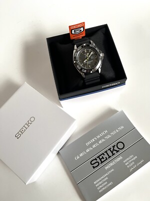 ★超美品　SEIKO 5 SPORTS 自動巻き ブラック SNZB23J2 New! Seiko SNZB23J2 5 Sports Automatic Black Dial Black