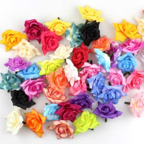 5/100p 2"Artificial Silk Flower Head Rose DIY Wrist Flower Wedding Home Decor - Picture 10 of 36