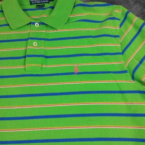 Polo Ralph Lauren Vintage Short Sleeve Shirt 100% Cotton Sz L Colorful Striped - Picture 2 of 8