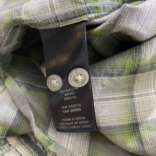 John Varvatos Mens L Long Sleeve Plaid Gray Green Button Front Shirt S90 - Picture 10 of 11