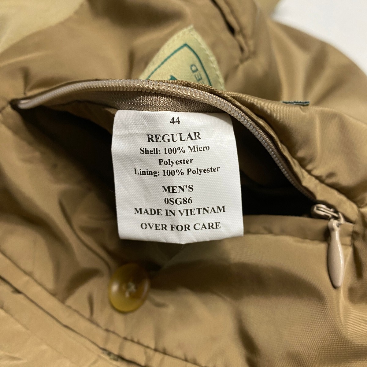 LL Bean Mens Suit Jacket sz 44 Khaki Single Breasted Lined