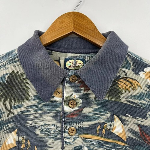 Tommy Bahama Polo Shirt Men's Size M Multicolor All Over Print Floral Pocket Vtg - Picture 5 of 12