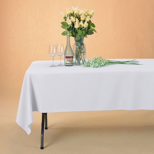 Rectangle Polyester Tablecloth 200GSM Wedding Event Party Banquet Tableware - Picture 18 of 50