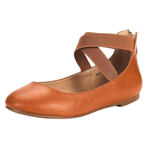 Women Ballet Flats Elastic Ankle Strap Round Toe Comfort Ballerina Flats Shoes - Picture 52 of 60