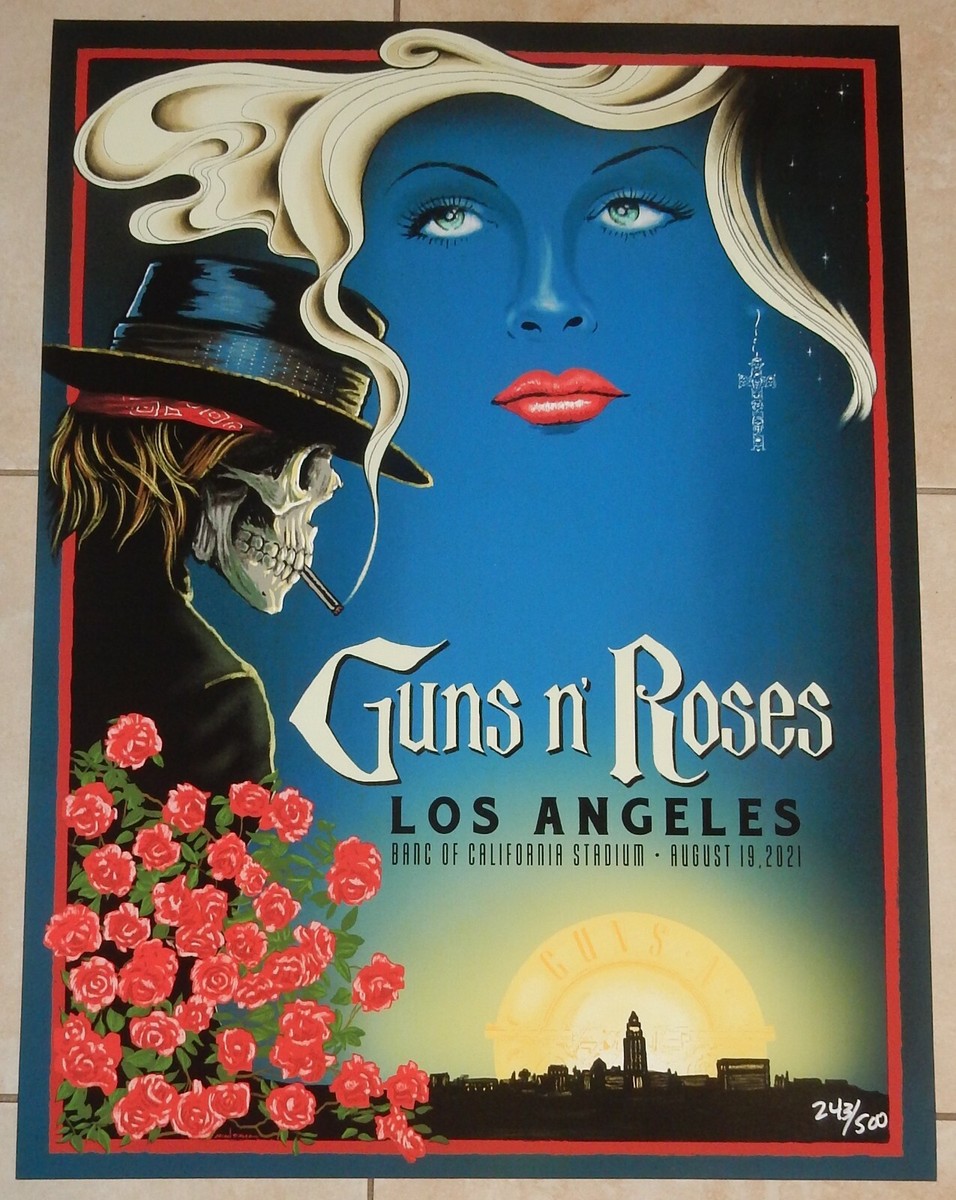 Guns N Roses BANC OF CALIFORNIA 2021 Poster Limited Edition Los
