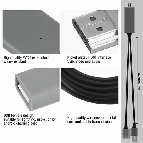 USB HDMI Mirroring Cable Phone To Digital TV HDTV AV Adapter For iPhone Android - Picture 11 of 11