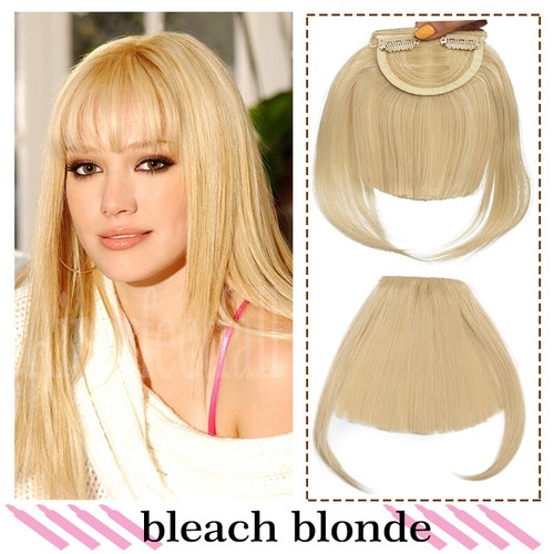 Real Thick Bangs Clip in Front Fringe 100% Natural Fake Hair Extensions Topper - Picture 14 of 41