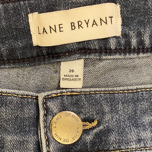 Pantalones de mezclilla ajustados de tiro alto calce recto Lane Bryant 26 elásticos tobillo cintura flexible - Imagen 7 de 11