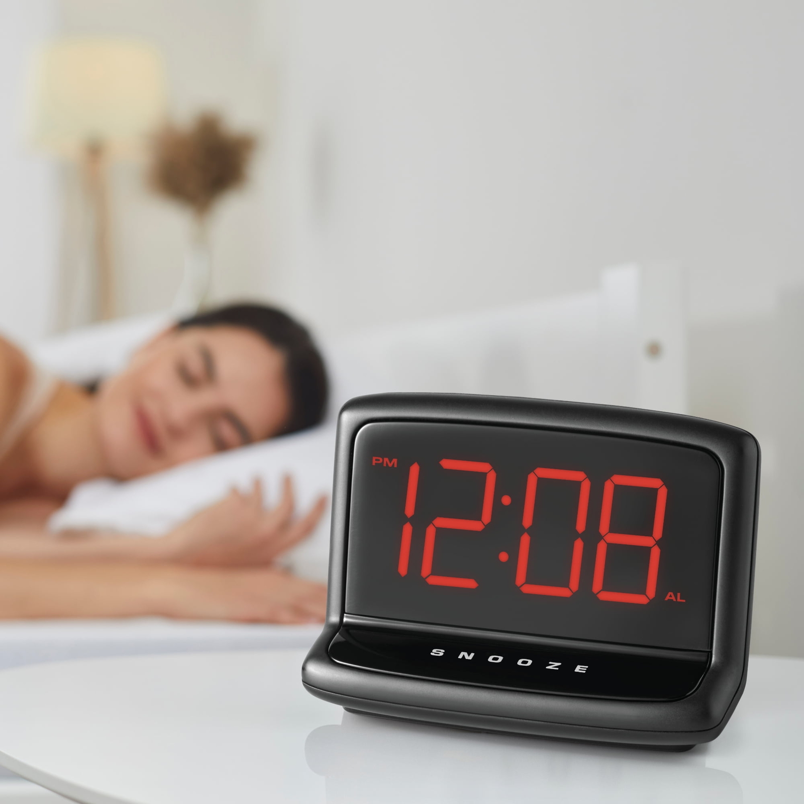 Mainstays Black Electric Digital Alarm Clock with Large 1.4” LED