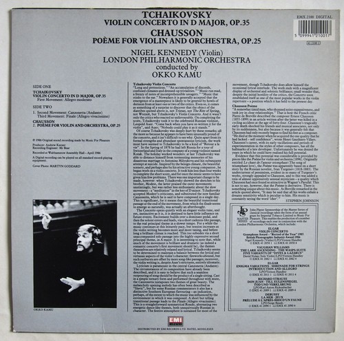 NIGEL KENNEDY / TCHAIKOVSKY VIOLIN CONCERTO / CHAUSSON POEME / EMI EMINENCE 1986 - Imagen 2 de 4