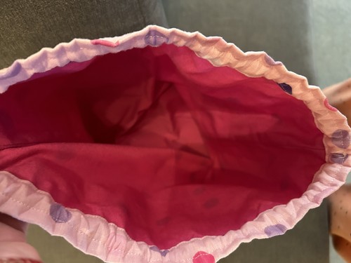 Handmade Pink Polka Dot Cotton Drawstring Bag, Fully Lined - Picture 3 of 3