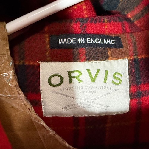 Cappotto vintage Orvis lana con cappuccio borsone toggle tartan a quadri made England XL - Foto 7 di 11