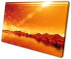 Landscape Lake Mountain Sunset Seascape SINGLE CANVAS WALL ART Picture Print