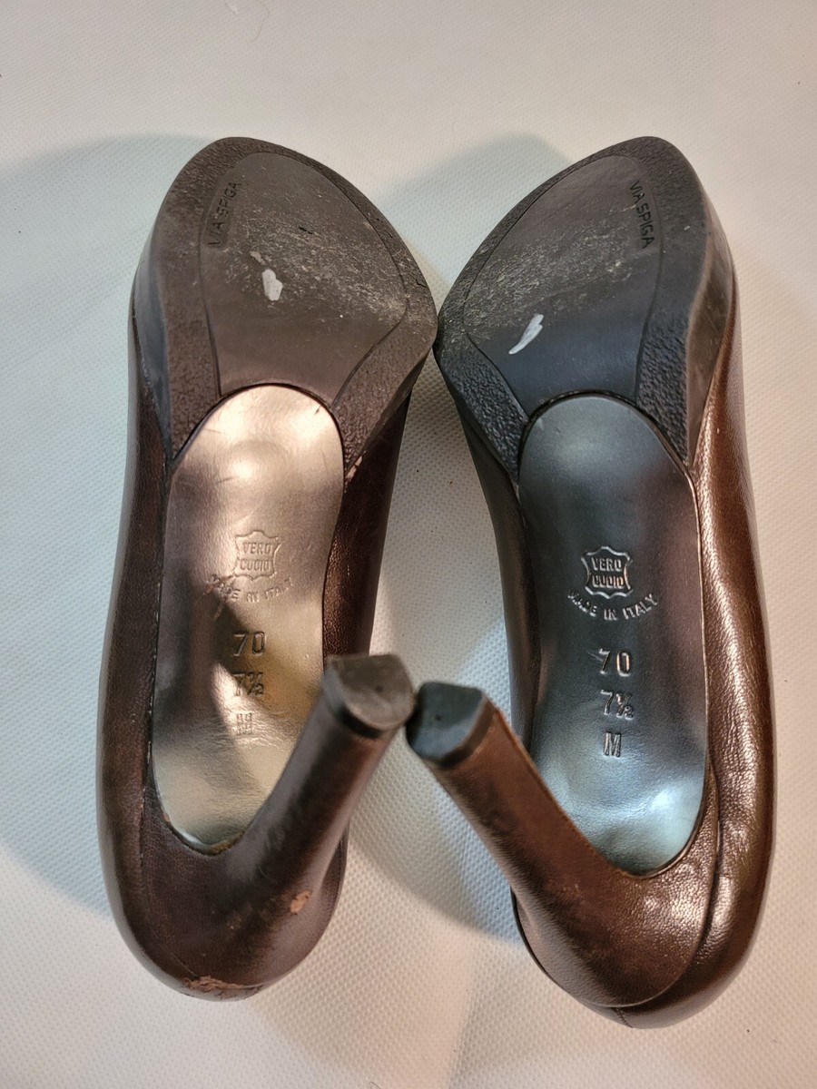 Via Spiga Womens high Heels Shoes Leather Brown Size 7.5 M