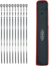 Hakka 10PCS Barbecue Skewers Flat 23" Kebob Needle Stainless Steel BBQ Grilling