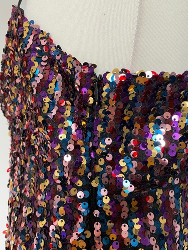 ZARA Multicoloured Sequin A-Line Dress MEDIUM NWT RRP €49.95 Party Festival - Picture 4 of 12