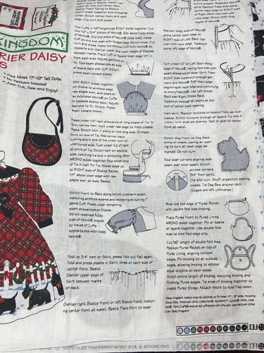 "Panel de tela de vestir de muñeca roja Daisy Kingdom Tartan Terrier 17-19"" patrón 1196 18""" - Imagen 6 de 6