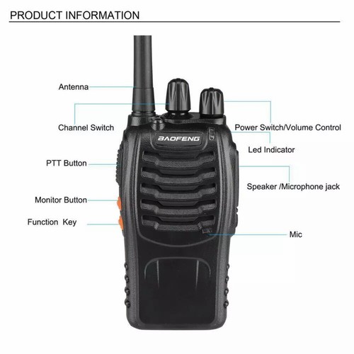 2x Baofeng Walkie Talkie BF-88E Radiotelefony komórkowe 5KM Zestaw radiotelefonów ręcznych 16 kanałów - Zdjęcie 11 z 22