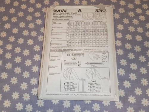 BURDA 8263 MISSES SUIT / JACKET & SKIRT PATTERN-UNCUT-SIZES 10-22 - Picture 3 of 3
