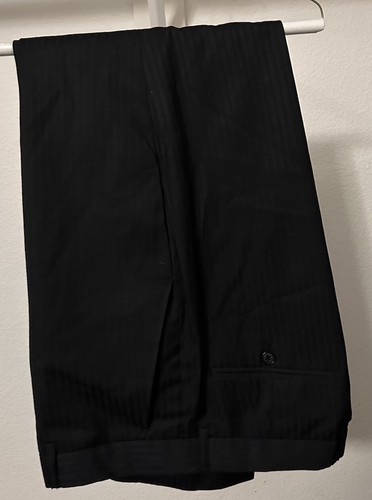 Genevie Uomo Men's 2pc Suit 38S Jacket Black & Black Stripes Pants 32X29 ITALIAN - Picture 14 of 14