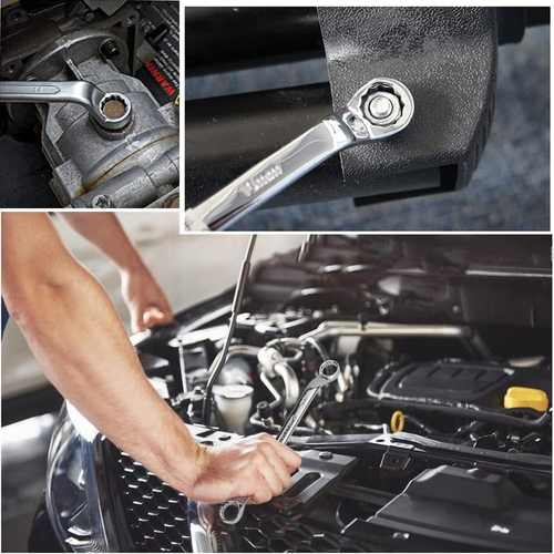 Torx Box Wrench, 24Mm X 27Mm Metric 12 Point Offset Double Box End Wrench, 350Mm - Picture 7 of 8