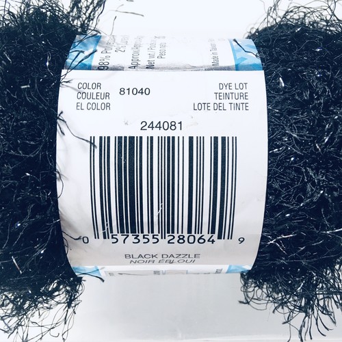 Patons Silverlash 4 Medium Metallic Eyelash Yarn 1.75oz Black Dazzle 81040 - Picture 5 of 8