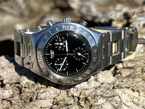 Reloj Swatch Irony 1999, cronógrafo de cuarzo de acero inoxidable hecho en Suiza. - Imagen 14 de 19