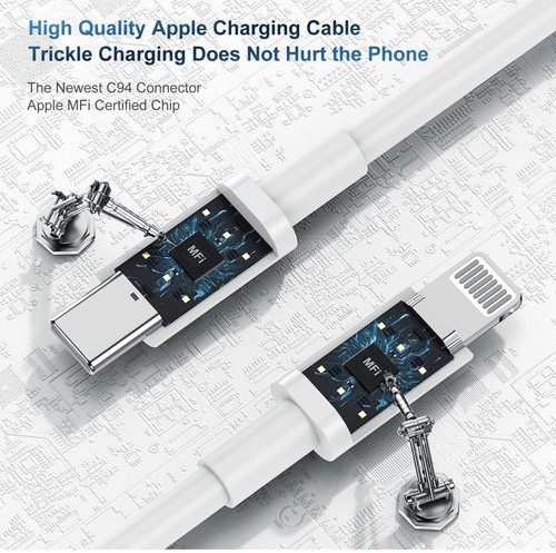 Câble Chargeur iPhone USB-C PD Type C Rapide pour Apple iPhone X 11 12 13 14 Pro Max - Photo 7 sur 8