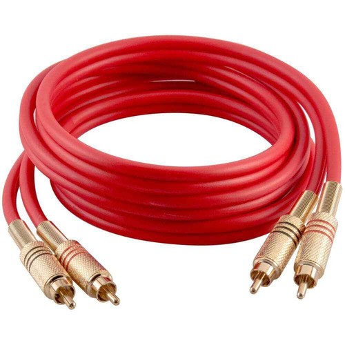 2 Pack of Premium 6 Foot Red Dual RCA Male to Dual RCA Male Audio Patch Cables - Picture 2 of 3